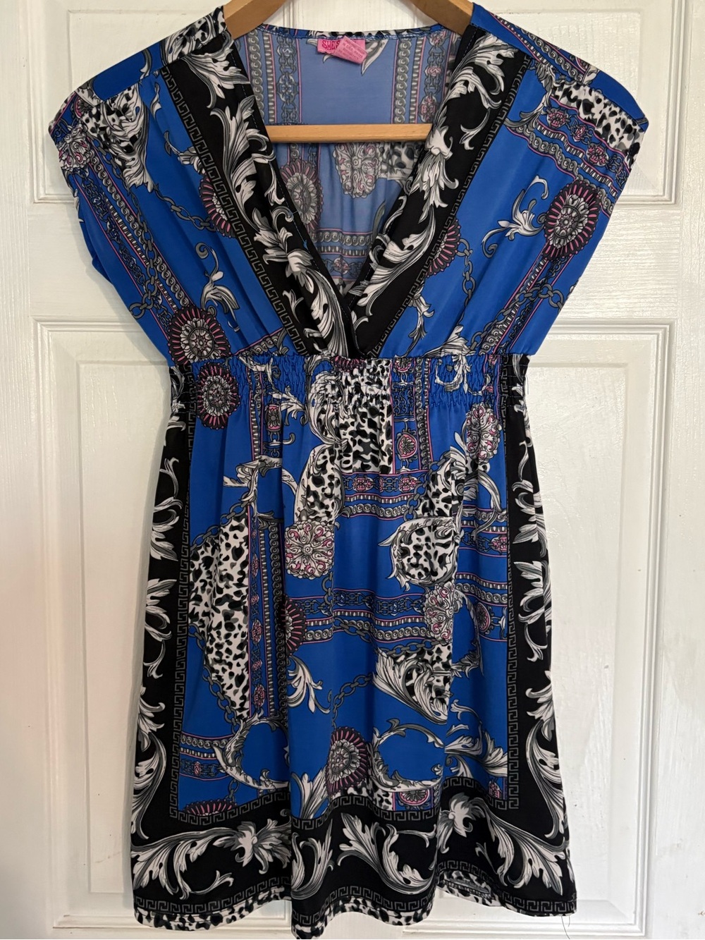 Y2K She’s Cool Patterned V-Neck Tunic Dress